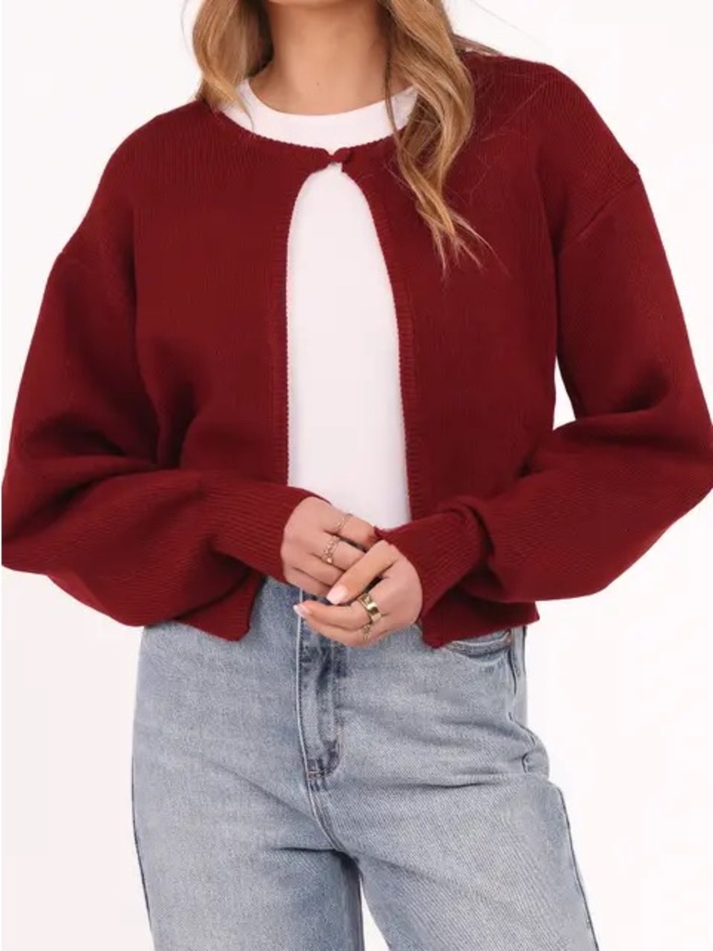Petal & Pup Ripley Knit Cardigan Burgundy